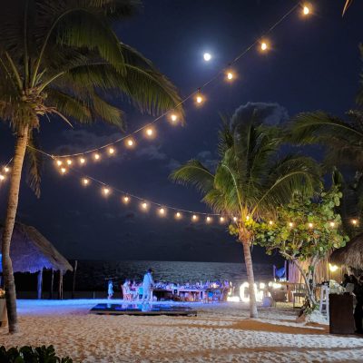 evening reception for beach wedding