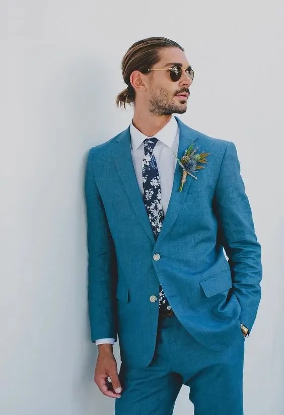 groom floral suit